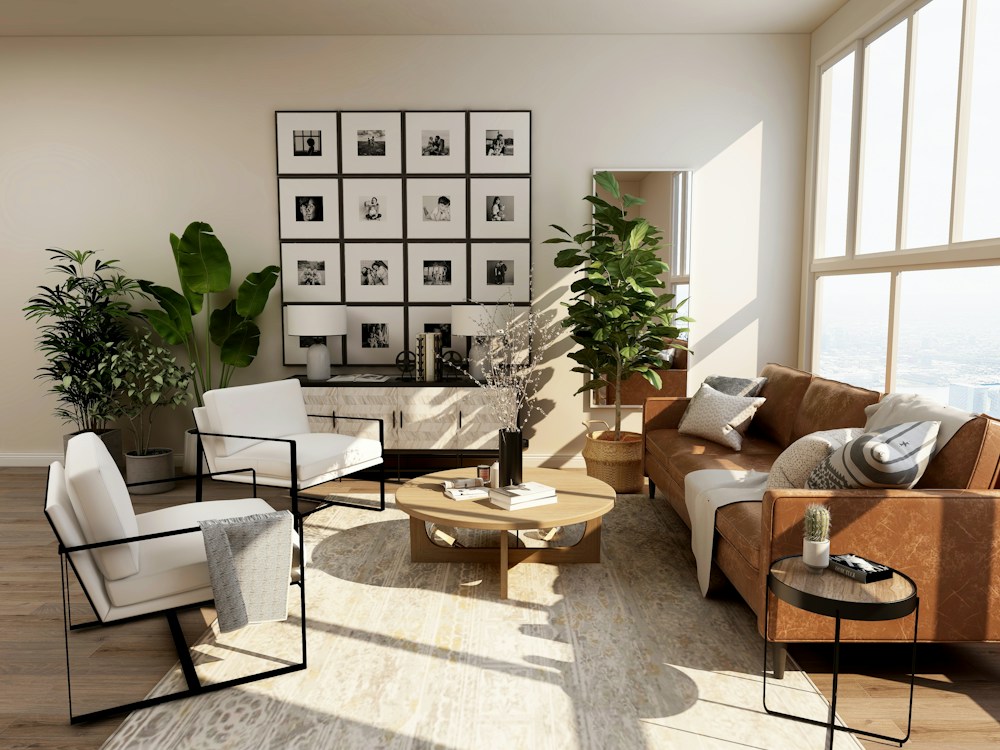 Comfortable living room with a sofa and natural light